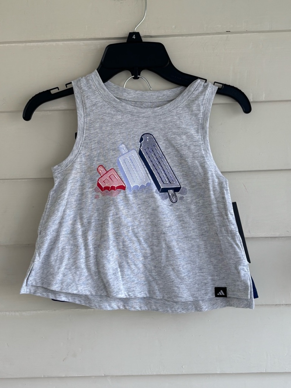 adidas 2 Piece Girl’s Gray Tank Top Popsicle Graphics and Skort Size 4 NWT